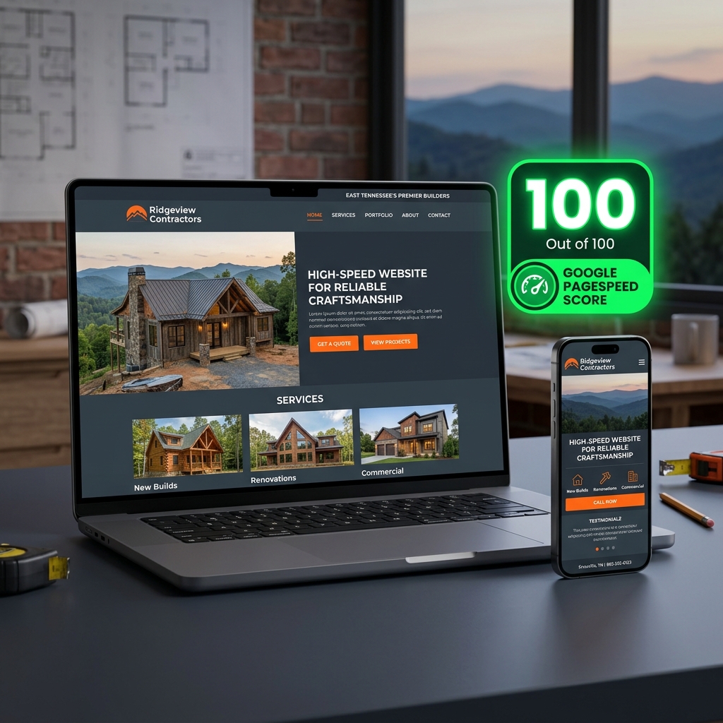 865Dev High Speed Contractor Website Mockup on Laptop and Mobile
